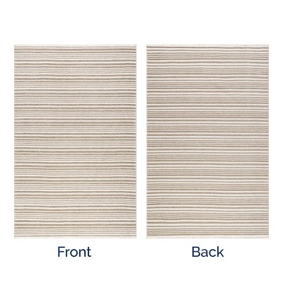Millicent Beige and White Striped Reversible 4' x 6' Area Rug