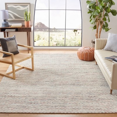 Marbella Beige and Rust Handwoven Wool Area Rug, 3' x 5'