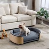 Bulldog Large Dog Beds With Removable Washable Cover, Velvet Cushion With Solid Wood legs and Bent Wood Back-The Pop Home - 2 of 4