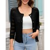 Womens 3/4 sleeve Cardigan Shrugs Crewneck Basic Casual Button Down Soft Knit Hollow Out Crochet Sweater - 2 of 4