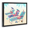 Stupell Industries Pink Flamingos Lounging Beach Chairs Tropical Scene Black Floater Framed Canvas Wall Art - 3 of 4