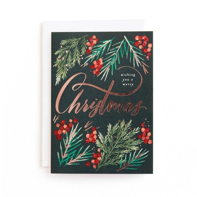 Minted 10ct 'Wishing You a Merry Christmas' Greenery Holiday Greeting Card Pack