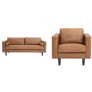 Home Imports Emporium Upholstered Chair, Loveseat and Sofa Set Combos for Living Room in Tan, Leather - 1 of 4