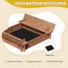Large Wooden Cedar Sand Box, Wooden Octagon Kids Sandbox with Cover, Sandpit with 4 Benches and Bottom Liner Covered Sand Box for Kids Outdoor - 4 of 4