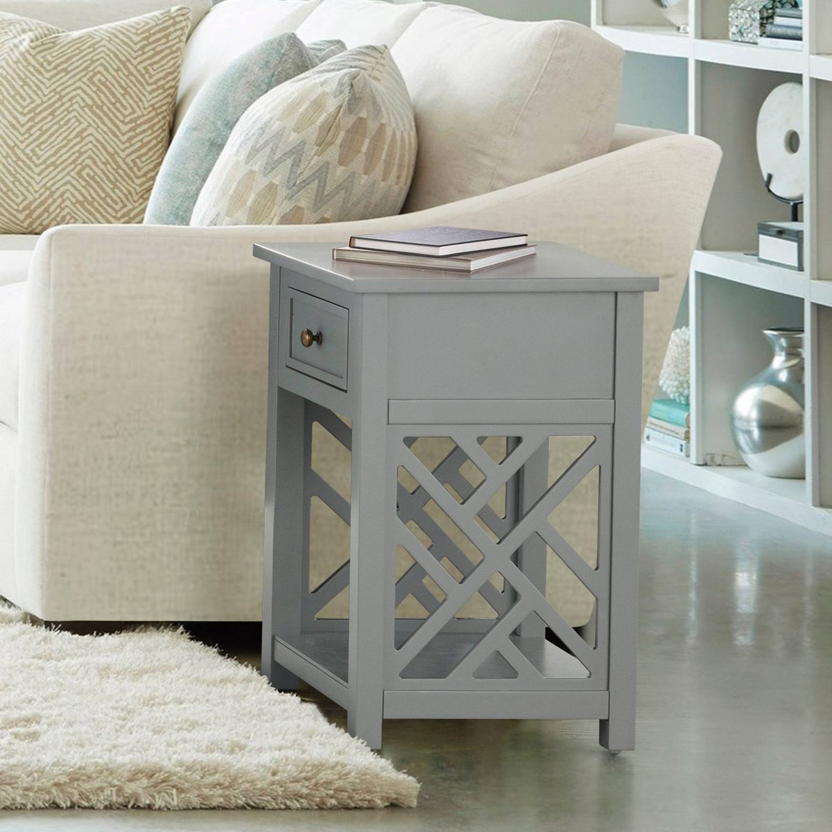 Alaterre Furniture Middlebury Wood End Table with Storage Shelf - thumbnail 4