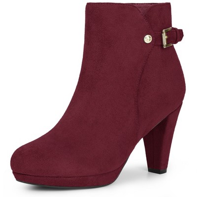 Perphy Women's Round Toe Zipper Platform Block Heel Ankle Boots