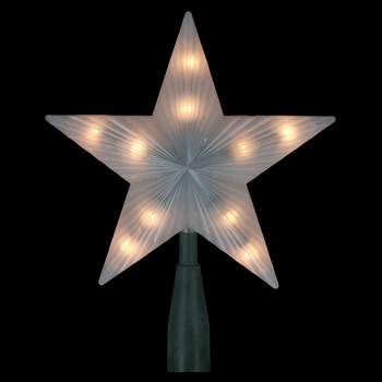 Northlight 7" Lighted White Frosted 5-Point Star Christmas Tree Topper - Clear Lights