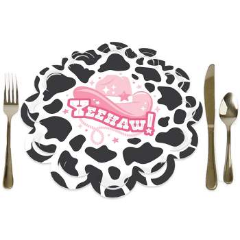 Big Dot of Happiness Rodeo Cowgirl - Pink Western Party Round Table Decorations - Paper Chargers - Place Setting For 12