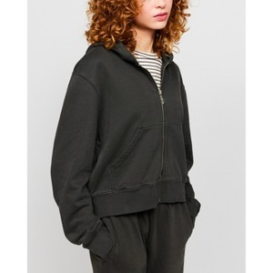 Samii Ryan | Black Stone Wash Zip-Up Hoodie , Black - 1 of 1