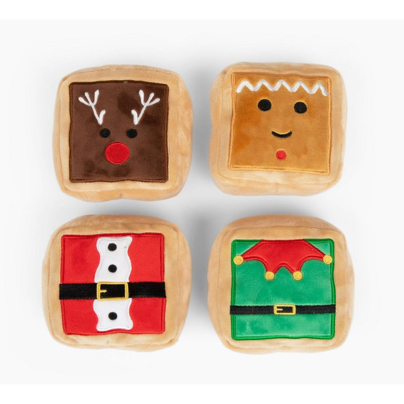 Midlee Gift Box Christmas Squares Sugar Cookie Plush Dog Toy-Reindeer, Gingerbread Man, Santa, Elf, 2 of 10