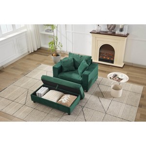 Racxily Chaise Lounge Armchair with Removable Storage Ottoman Accent Sofa Bed Upholstered Sleeper Couch Bed with Pillows - 1 of 4