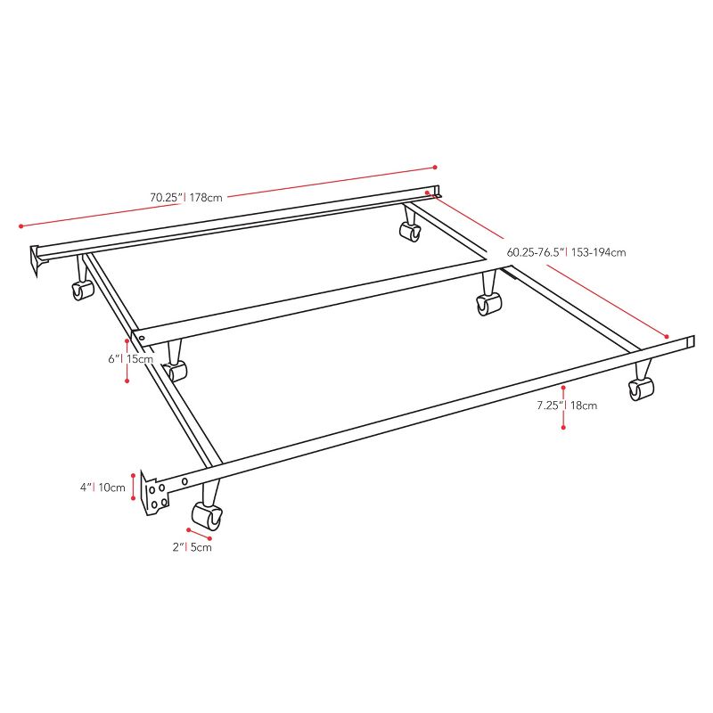Queen/King Adjustable Metal Bed Frame - CorLiving, 3 of 4