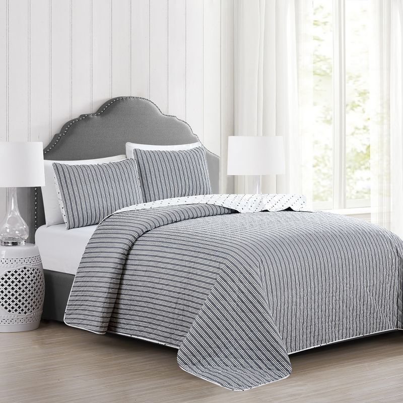 Market & Place Nora Striped Reversible Quilt Set, 2 of 7