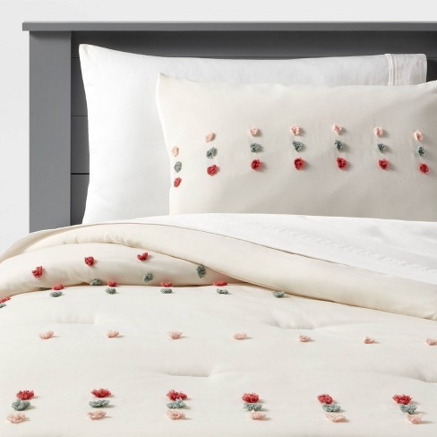 Full/Queen Pom Kids' Comforter Set Cream - Pillowfort™