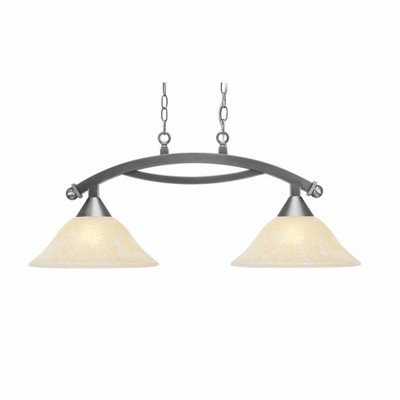 Toltec Lighting Bow 2 - Light Island Pendant Light in  Brushed Nickel with 12" Amber Marble Shade