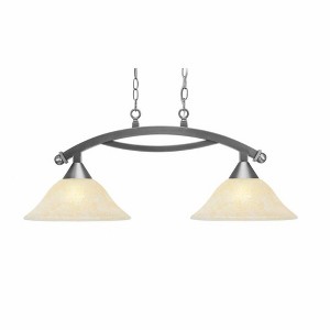 Toltec Lighting Bow 2 - Light Island Pendant Light in  Brushed Nickel with 12" Amber Marble Shade - 1 of 1