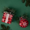 Northlight Buffalo Plaid and Pine Needle Snowflake Christmas Ball Ornament - 5.5" - Black and Red - 2 of 4