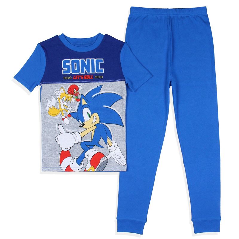 Sonic The Hedgehog Let's Roll Video Game Kids Cotton Pajama Set, 1 of 6