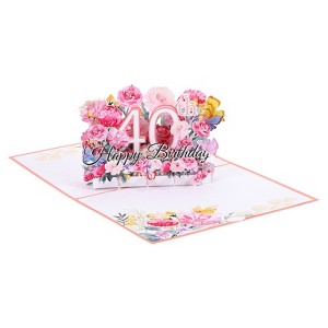 Unique Bargains 3D Handcrafted Pop-Out Gift Cards with Greeting Card and Envelope Pink - 1 of 4