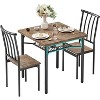 Dining Table Set for 2 with Adjustable Legs, 3-Piece Square Rustic Wooden Table & 2 Chairs with Under-Table Wine Rack for - 2 of 4