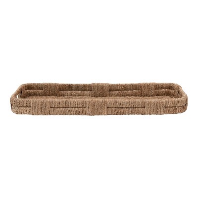 Storied Home Hand-Woven Bankuan Tray with Handles