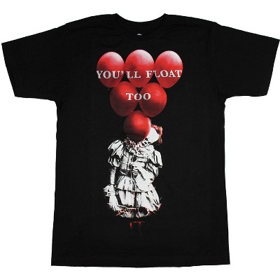 Seven Times Six IT Pennywise Red Balloons You'll Float Too Adult T-Shirt Black