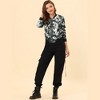 INSPIRE CHIC Women's Stand Collar Floral Prints Zip Up Lightweight Short Jacket - 3 of 4