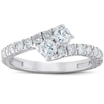 Pompeii3 1 Ct Two Stone Diamond Forever Us Anniversary Engagement Ring 10k White Gold