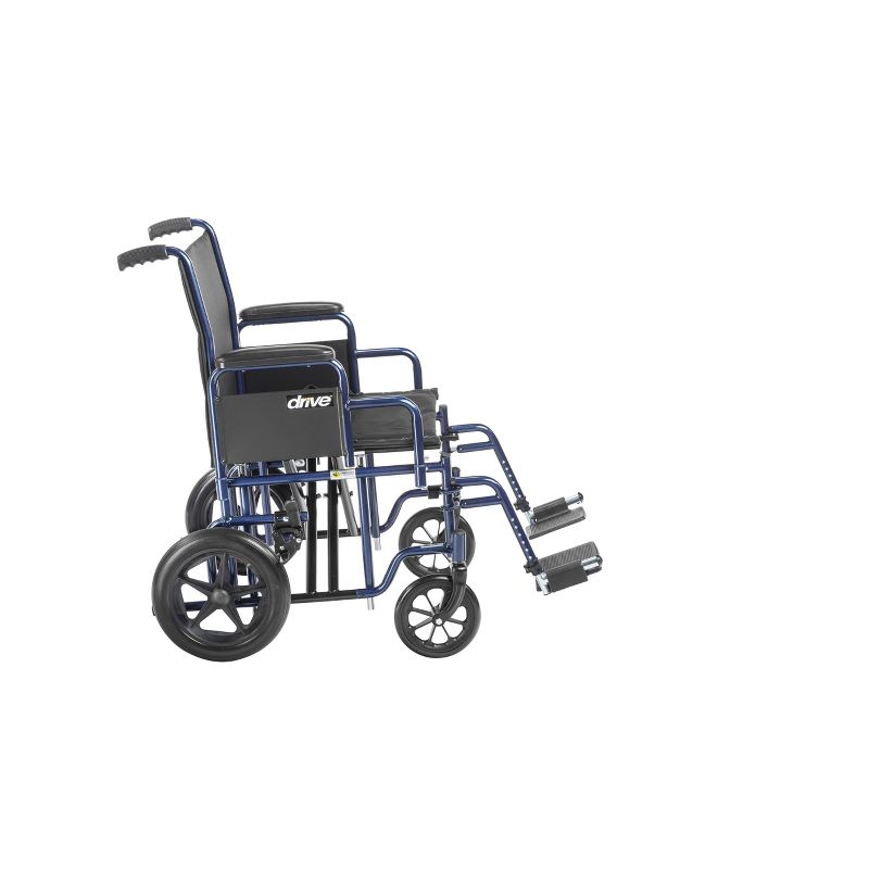 Drive Medical Bariatric Heavy Duty Transport Wheelchair with Swing Away Footrest, 22" Seat, Blue, 2 of 5