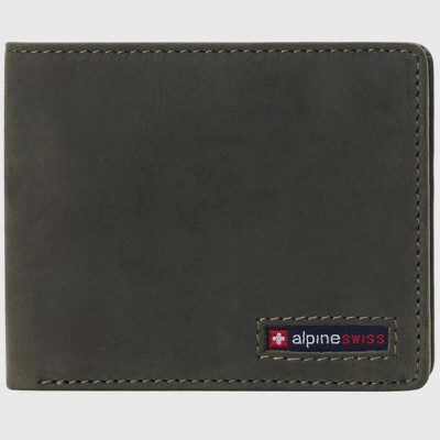 Alpine Swiss Mens Wallet for Men RFID Protected Leather Mens Wallet Spencer Bifold Divided Bill Section Gift Box 2 ID Windows 14 Card Storage Pockets