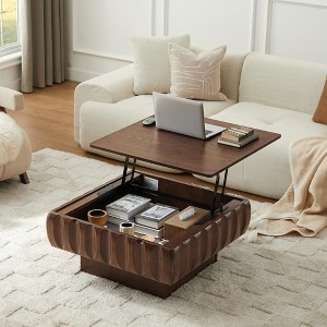 Sapphtopaz Modern Coffee Table with Lift-Top & Hidden Storage Square Sculpted Living Room Table with Solid Wood Frame Coffee Bar for Living Room - 1 of 4