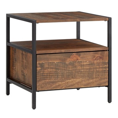 Felicia Rustic Industrial Metal/Wood End Table Brown - Inspire Q