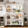 56.14"Carbon steel Kitchen Storage Cabinets, Microwave Stand, Bakers Racks for Kitchens with Storage, Microwave cart, White - 2 of 4