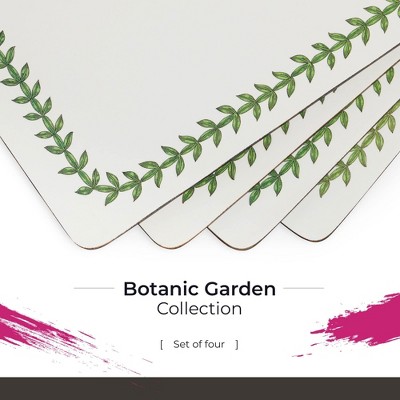 Botanic Garden Floral Hardboard Placemats with Cork Backing, Set of 4