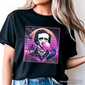 Synthwave 80's Styled Edgar Allan Poe Horror T-Shirt, Vaperwave Classic Retro Neon Halloween Tee| OrnamentallyYou - 1 of 4