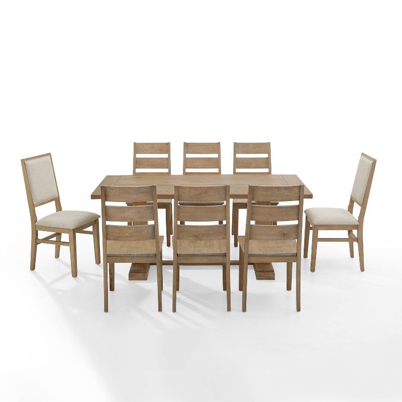 9pc Joanna Dining Set with 6 Ladder Back Chairs and 2 Upholstered Back Chairs Rustic Brown - Crosley, 4 of 21