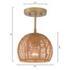Maxax 7.8" Black Rattan Globe Flush Mount Ceiling Light, 1-Light Dimmable Boho Fixture for Bedroom/Entryway - 3 of 4