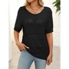 Women's Crochet Hollow Out Pullover Sweaters Casual Round Neck Half Sleeve Tops Blouses - 4 of 4
