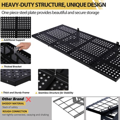Black Steel 20x48 Inch Heavy Duty Garage Wall Shelves