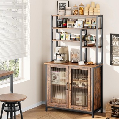 Bakers Rack with Cabinet 5 Tier Microwave Stand