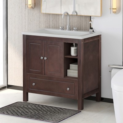 30" Bathroom Vanity with Sink Combo, Modern Bathroom Storage Cabinet, Freestanding Under-mount Ceramic Sink Vanity For Bathroom Garage Garden