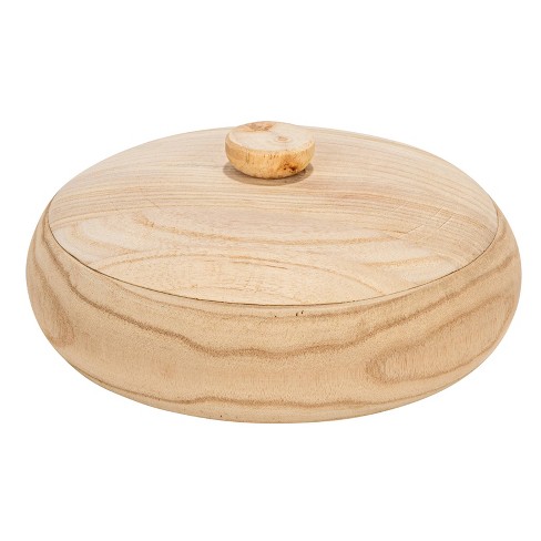 4" x 11.5" Decorative Paulownia Wood Container with Lid Natural - Storied Home: Multicolor Naturals Storage Jar - image 1 of 4