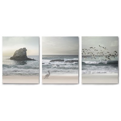 Americanflat Morning Beach Walks by Tanya Shumkina Triptych Wall Art - Set of 3 Canvas Prints