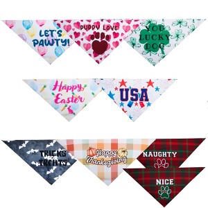 Holiday Pet Bandana Set - 9 Festive Bandanas for Dogs and Cats - 1 of 4