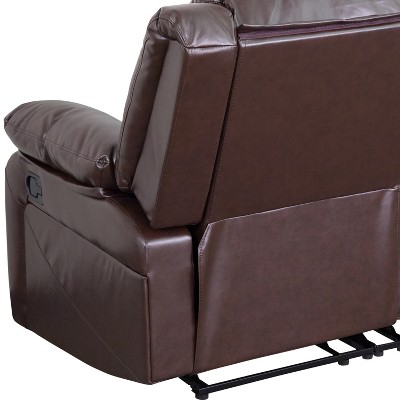 Harmony Series 56'' Brown Faux Leather Pillow-Top Loveseat Recliner