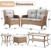 Gymojoy 7 Piece Outdoor Wicker Loveseat Sofa with Patio Chairs with Coffee Table and Ottoman Sets - 3 of 4