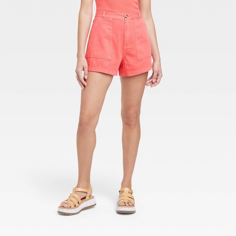 Women's High-rise Utility Shorts - Universal Thread™ Red 0 : Target