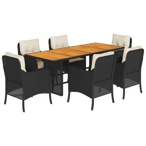 vidaXL Garden Dining Set Black, Brown, Cream White - 1 of 4