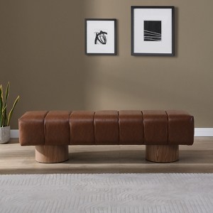Bella Depot 64''W PU Upholstered Dining Bench for Dining Room, No-Assembly End of Bed Entryway Bench Ottoman for Bedroom Living Room - 1 of 4