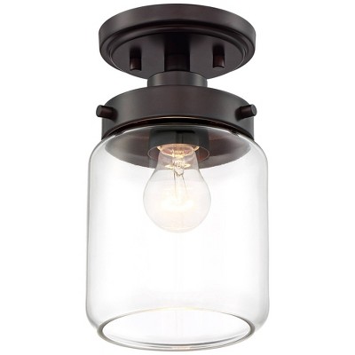 Devonshire Bronze and Clear Glass 15" Farmhouse Ceiling Light